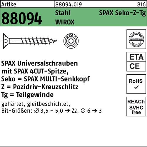 Schraube R 88094 SEKO Spitze/PZ 3,5x30/17-Z TG Sta galv.verz. WIROX 1000St. SPAX