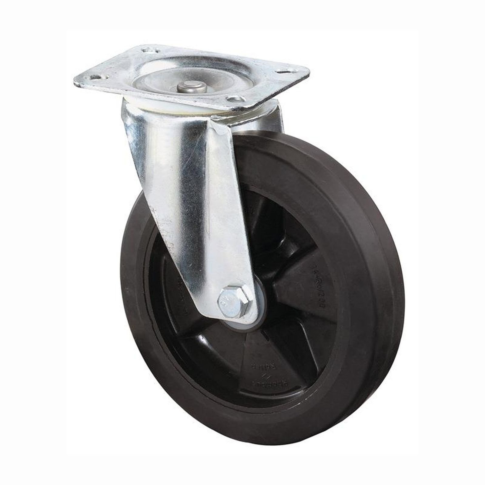 BS Rollen Lenkrolle mit Anschraubplatte Elastik-Vollgummi schwarz Rollenlager