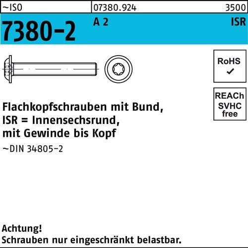 Flachkopfschraube ISO 7380-2 Bund/ISR VG M6x 55-T30 A 2 200Stück