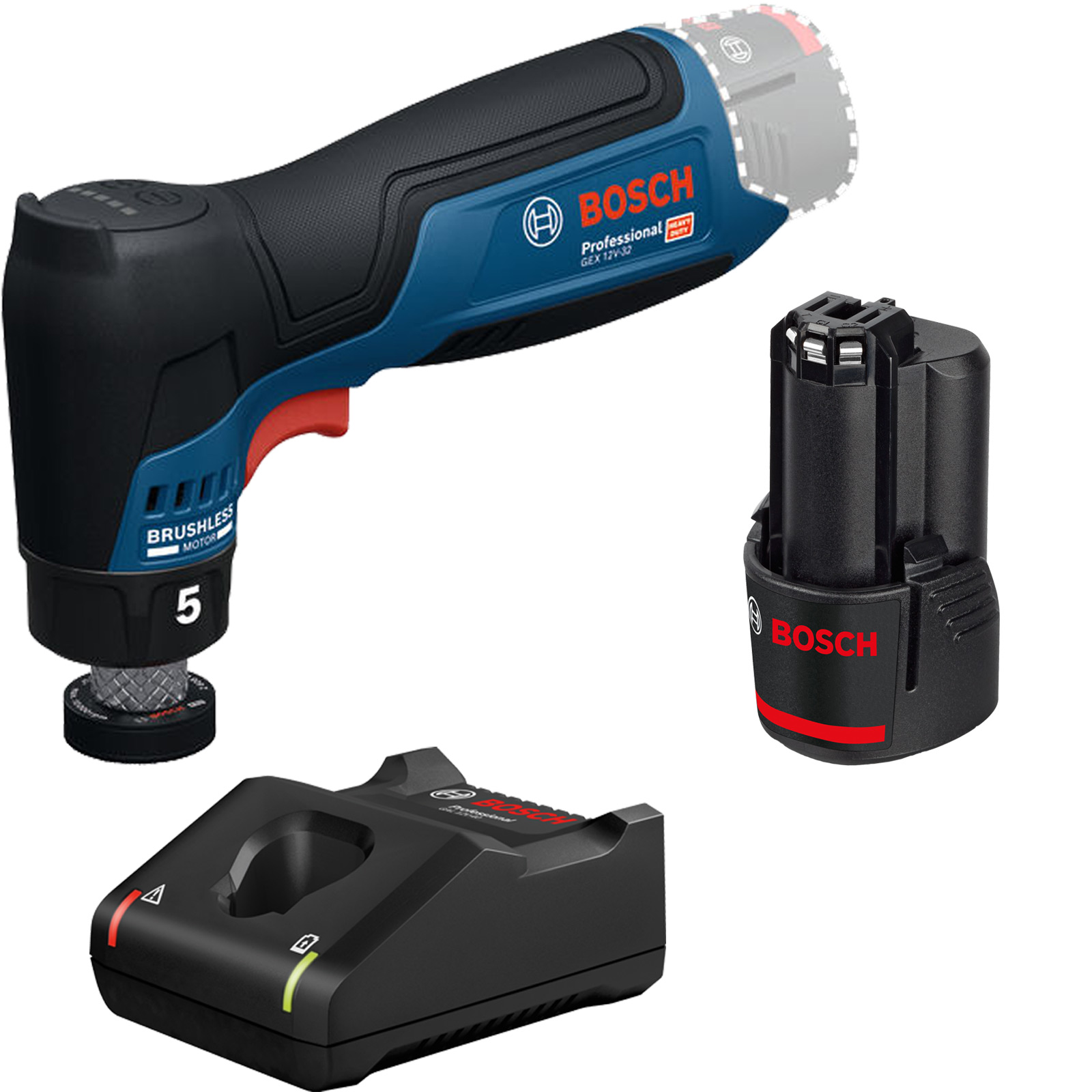 Bosch Akku-Exzenterschleifer GEX 12V-32 / 1x 2,0 Ah + Ladegerät GAL 12V-40 - 06019L2000-2