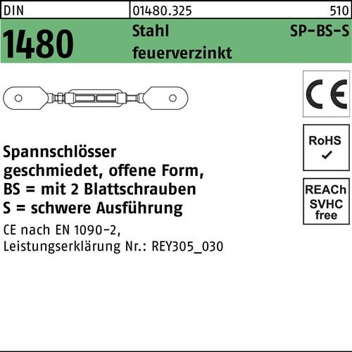 Spannschloss DIN 1480 offen 2Blattschrauben SP BS-S M36 Stahl feuerverz. 1St.