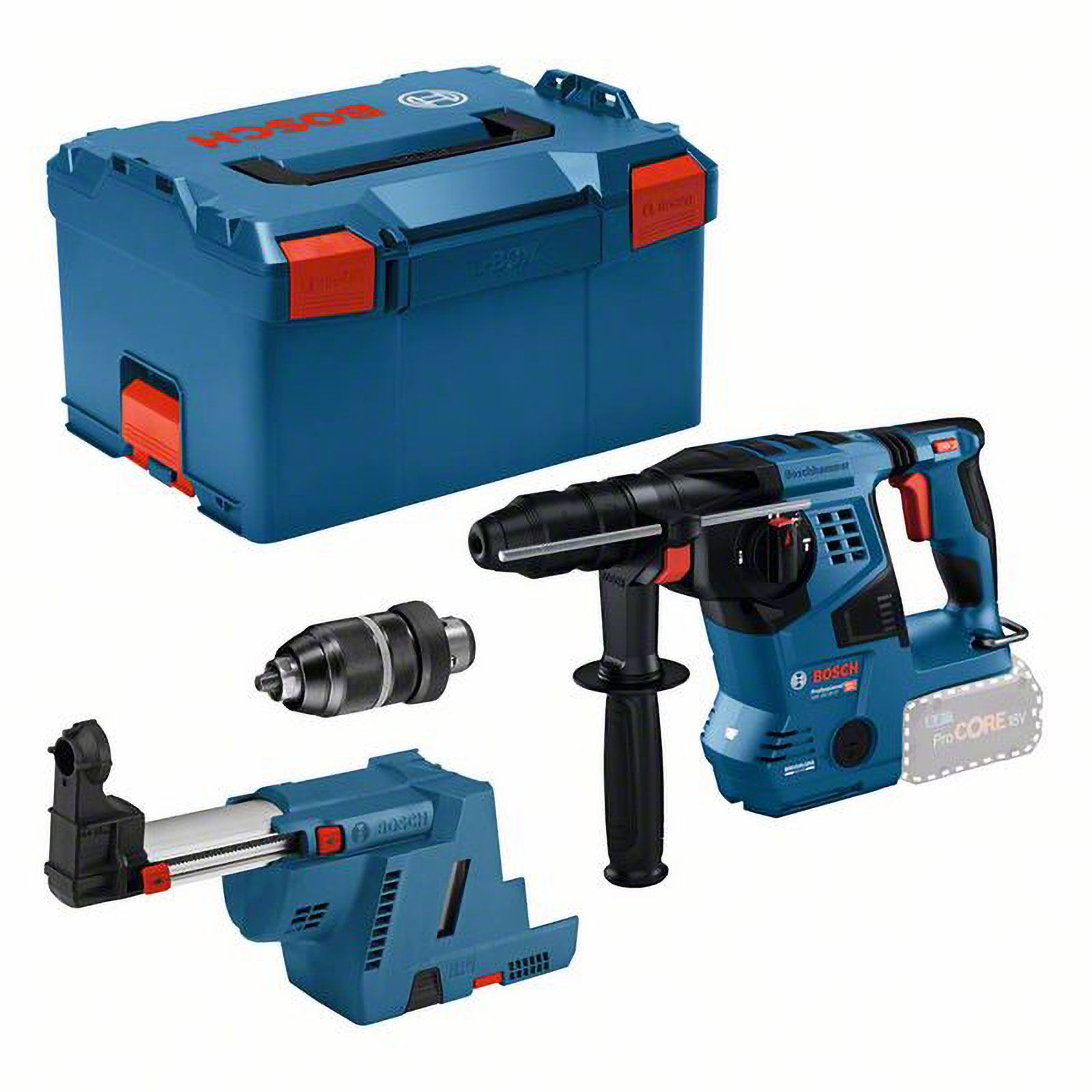 Bosch Akku-Bohrhammer GBH 18V-28 CF + GDE mit SDS plus Solo inkl. Staubabsaugung in L-Boxx - 0611921004