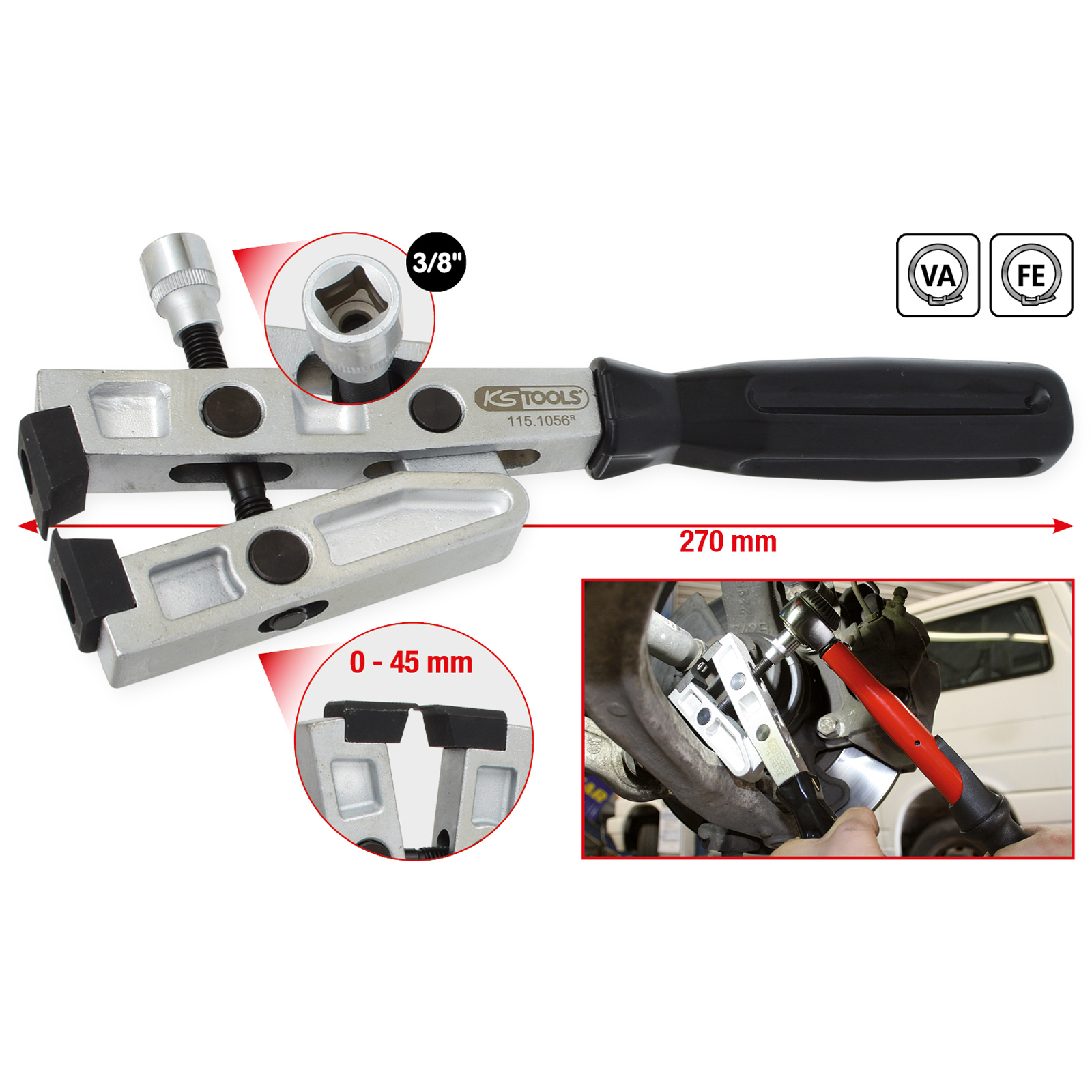 KS TOOLS Schlauchklemmenzange für Drehmomentanzug 270 mm - 115.1056