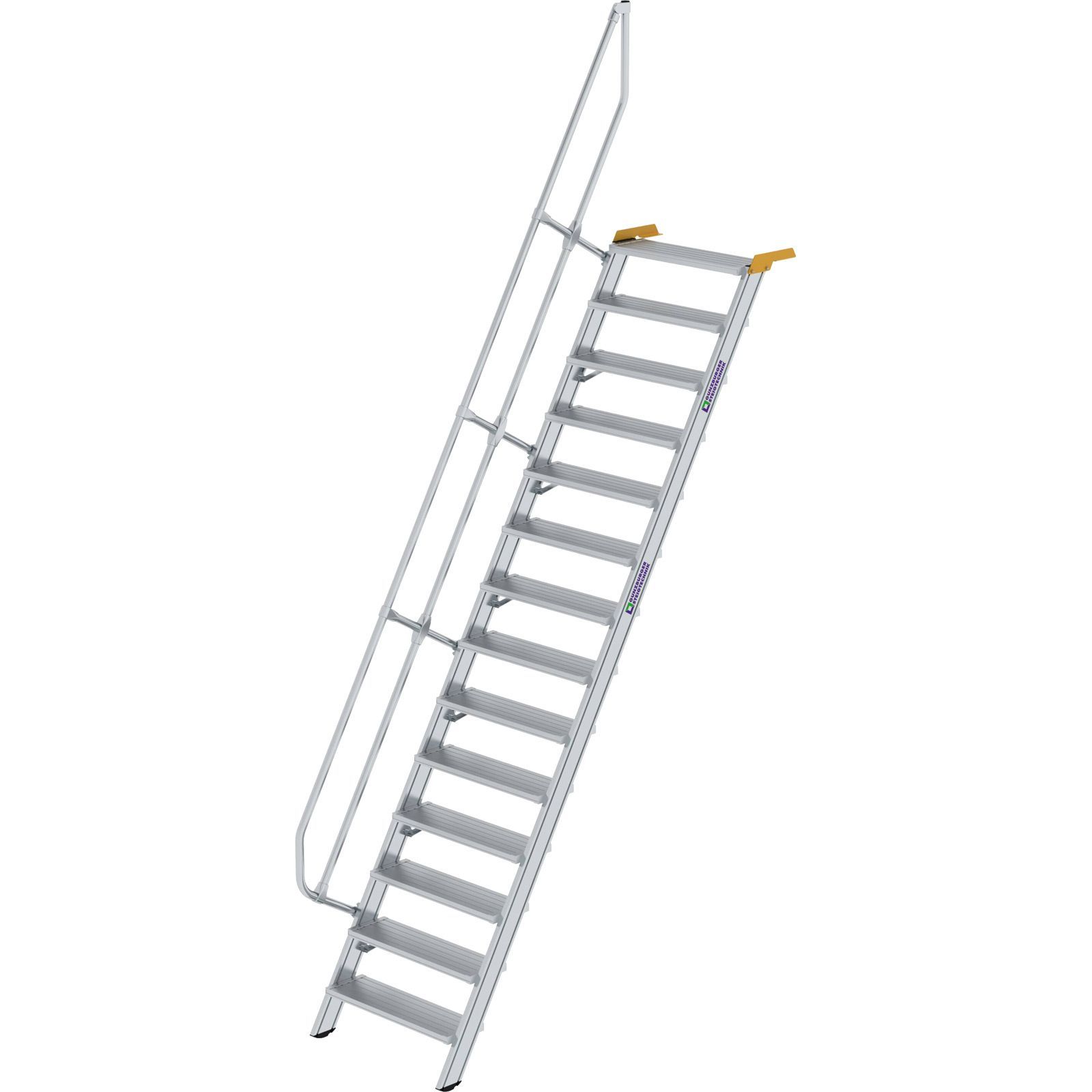 Günzburger Steigtechnik Treppe 60° Stufenbreite 800 mm 14 Stufen Aluminium geriffelt - 600234