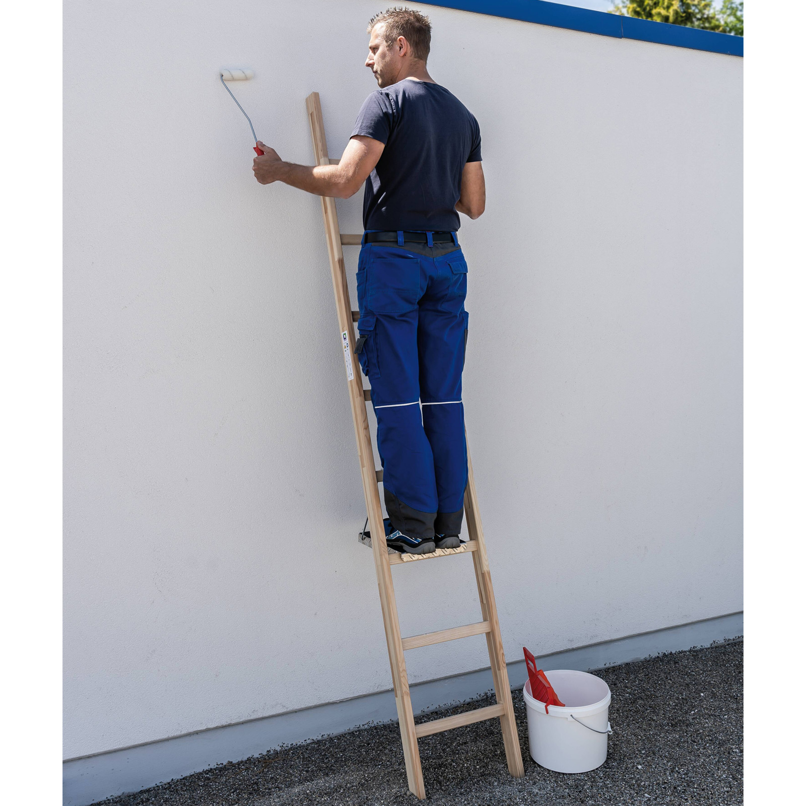 Günzburger Steigtechnik Sprossen-Anlegeleiter Holz ohne Traverse 10 Sprossen - 033110