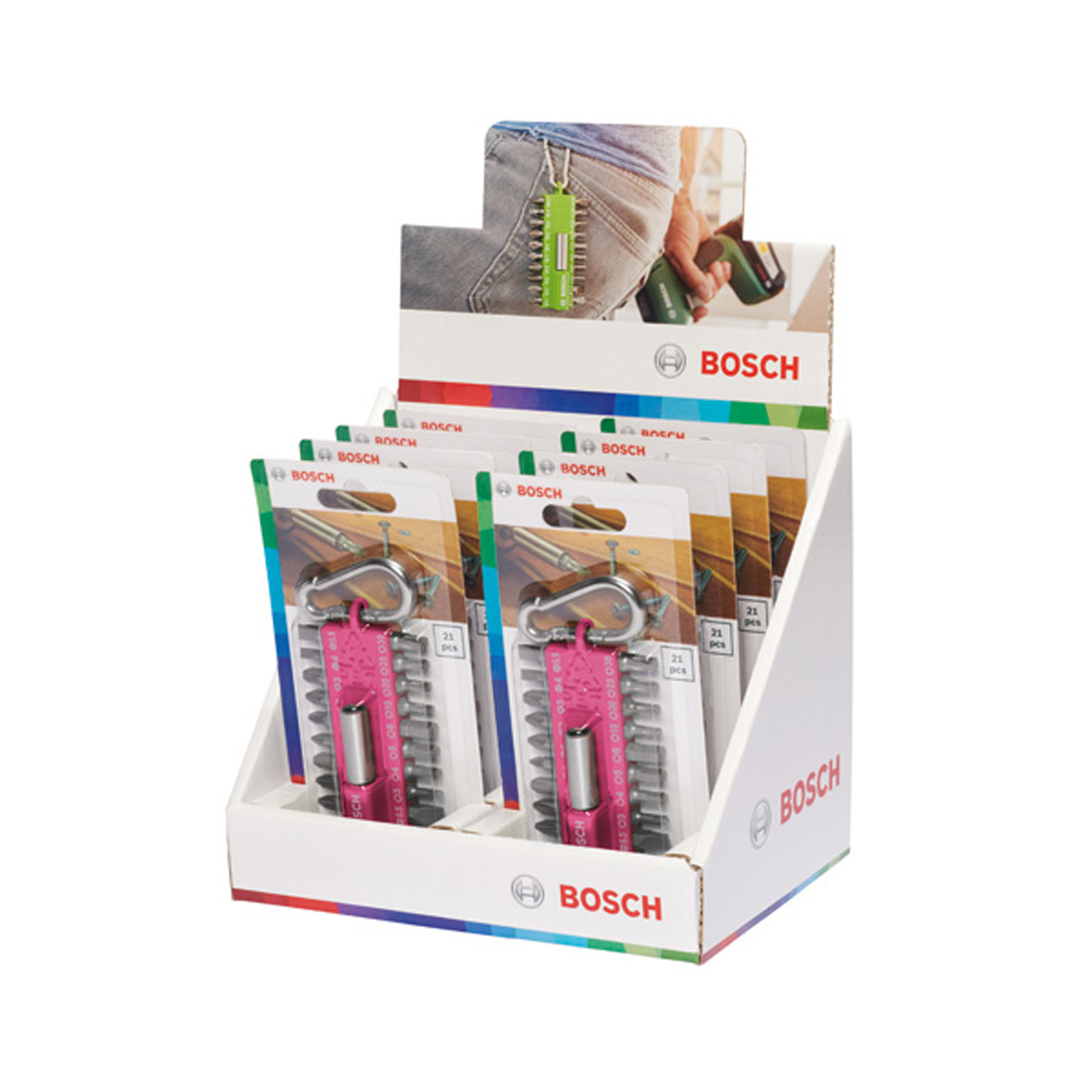 Bosch 21-teiliges Schrauberbit-Set mit Snap-hook (pink)  Ausstellerversion