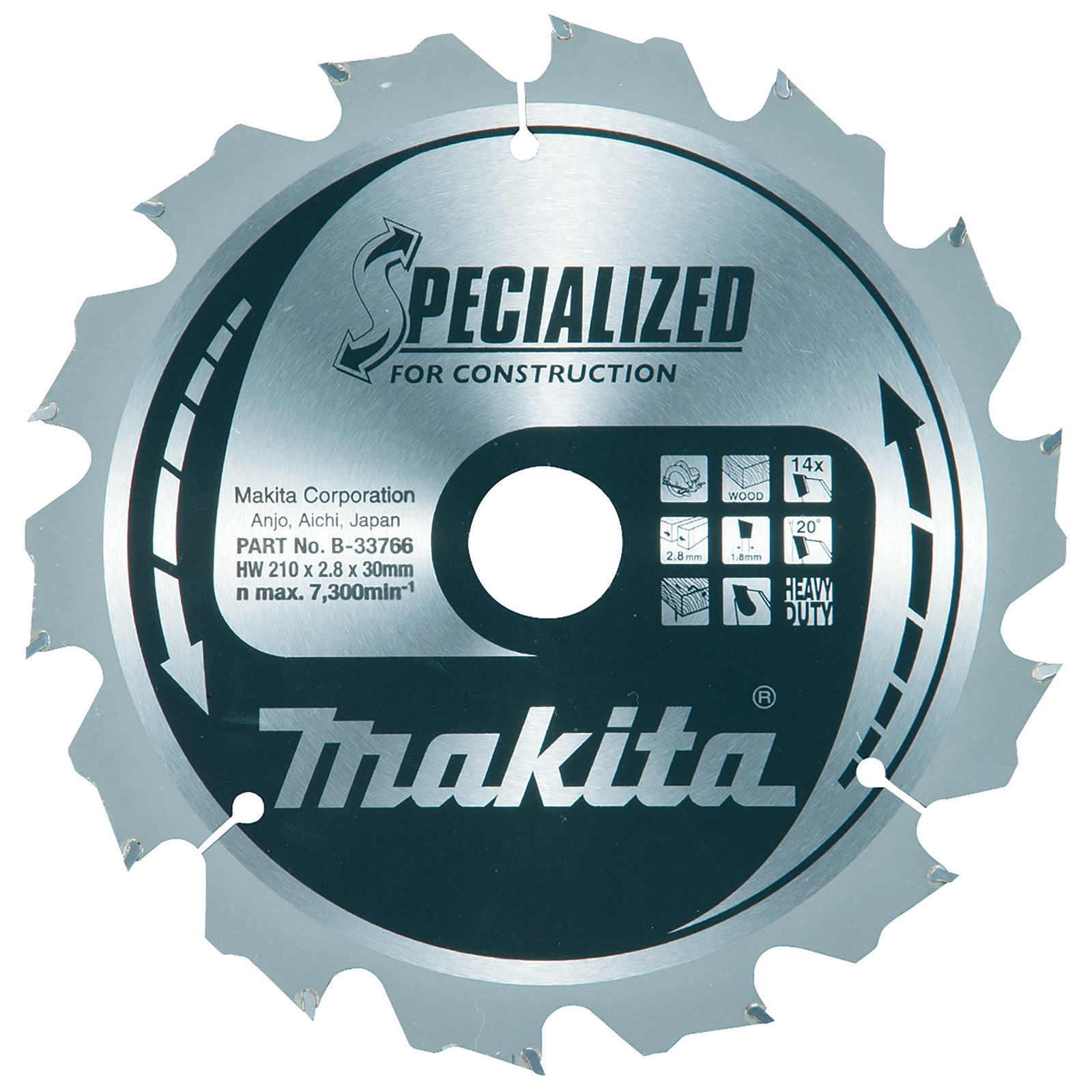 Makita SPECIALIZED Sägeblatt 210x30x14Z - B-33766