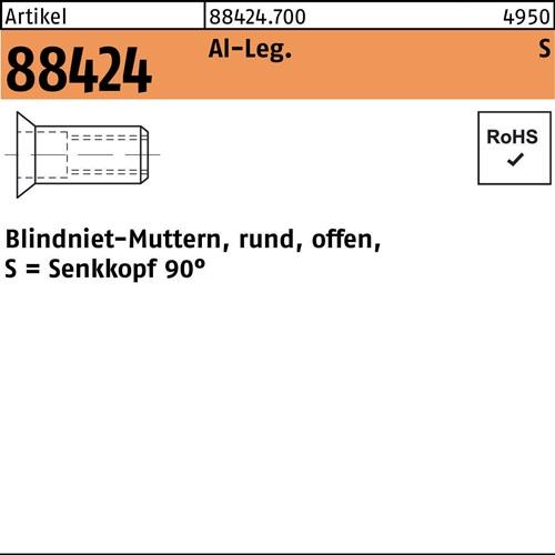 Blindnietmutter R 88424 SEKO M6 /4,0 -6,5 Aluminium 250 Stück