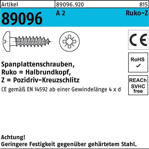 Spanplattenschraube R 89096 HAKO PZ 4x 40-Z A 2 1000 Stück