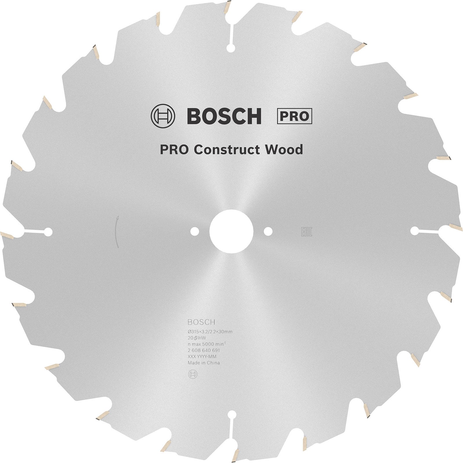 Bosch PRO Construct Wood Kreissägeblatt 315 x 3,2 x 30 mm - 2608640691