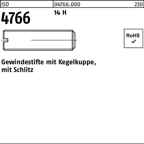 Gewindestift ISO 4766 Kegelkuppe/Schlitz M2x 8 14 H 200 Stück