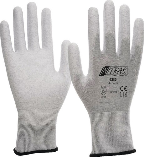 Nitras Handschuhe 6230 grau / weiß EN 388,EN 16350 PSA II 12 Gr. 8 - 6230-8