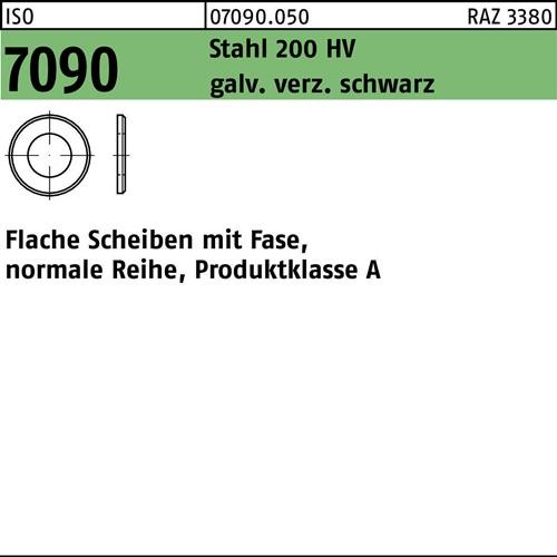 Unterlegscheibe ISO 7090 m.Fase 6 Stahl 200 HV galv.verz. sw 1000St.