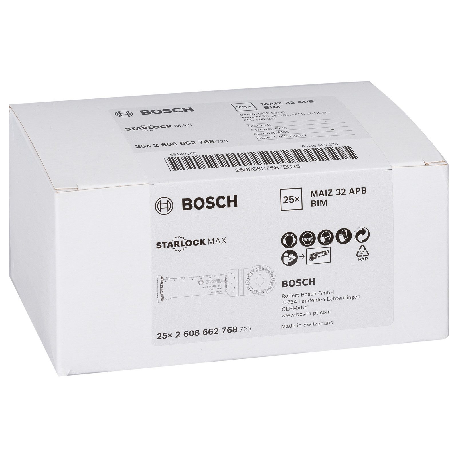 Bosch 25x BIM Tauchsägeblatt MAIZ 32 APB Wood and Metal 80 x 32 mm - 2608662768