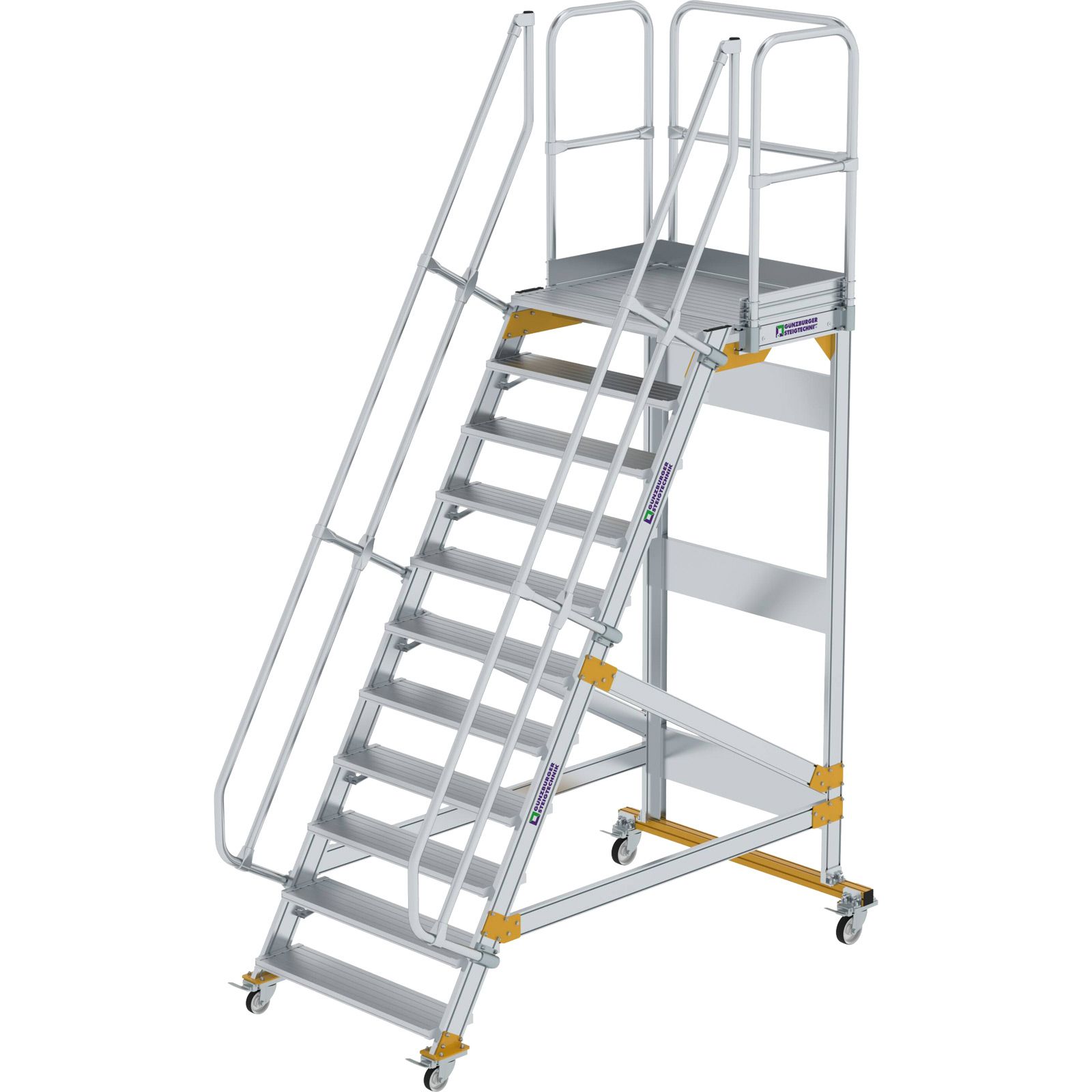 Günzburger Steigtechnik Plattformtreppe 60° fahrbar Stufenbreite 1 m 11 Stufen - 600751