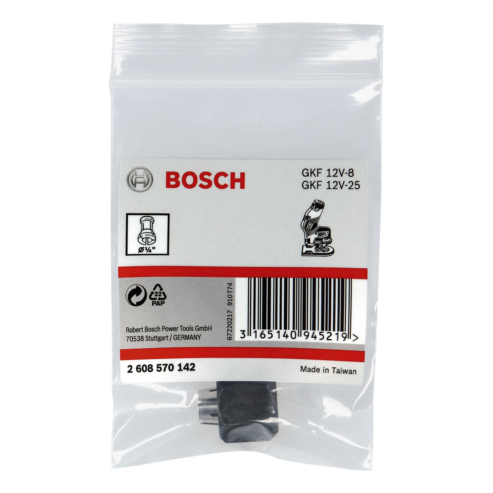 Bosch Spannzange mit Überwurfmutter 1/4" für Bosch-Kantenfräse - 2608570142