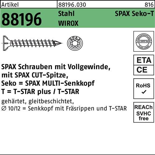 Schraube R 88196 Seko Spitze/T-STAR VG 12x350-T50 Sta galv.verz. WIROX 25St SPAX