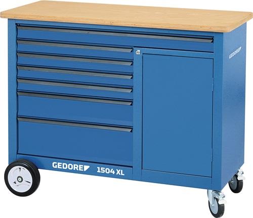 GEDORE Rollwerkbank 1504 XL Außen-B1250xT550xH985mm Schubl.7 40/60kg 1.000kg - 1988468