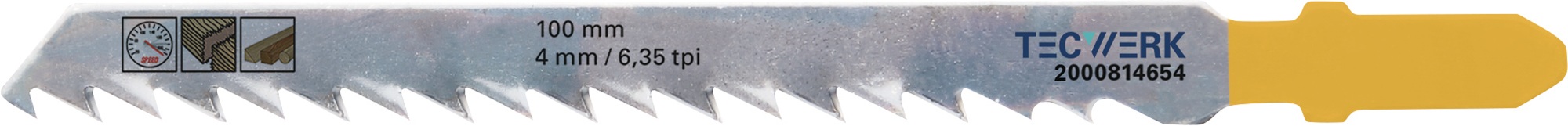Stichsägeblatt Gesamt-L.100mm Zahnt.4mm S.1,27mm HCS 5 St./Karte TECWERK