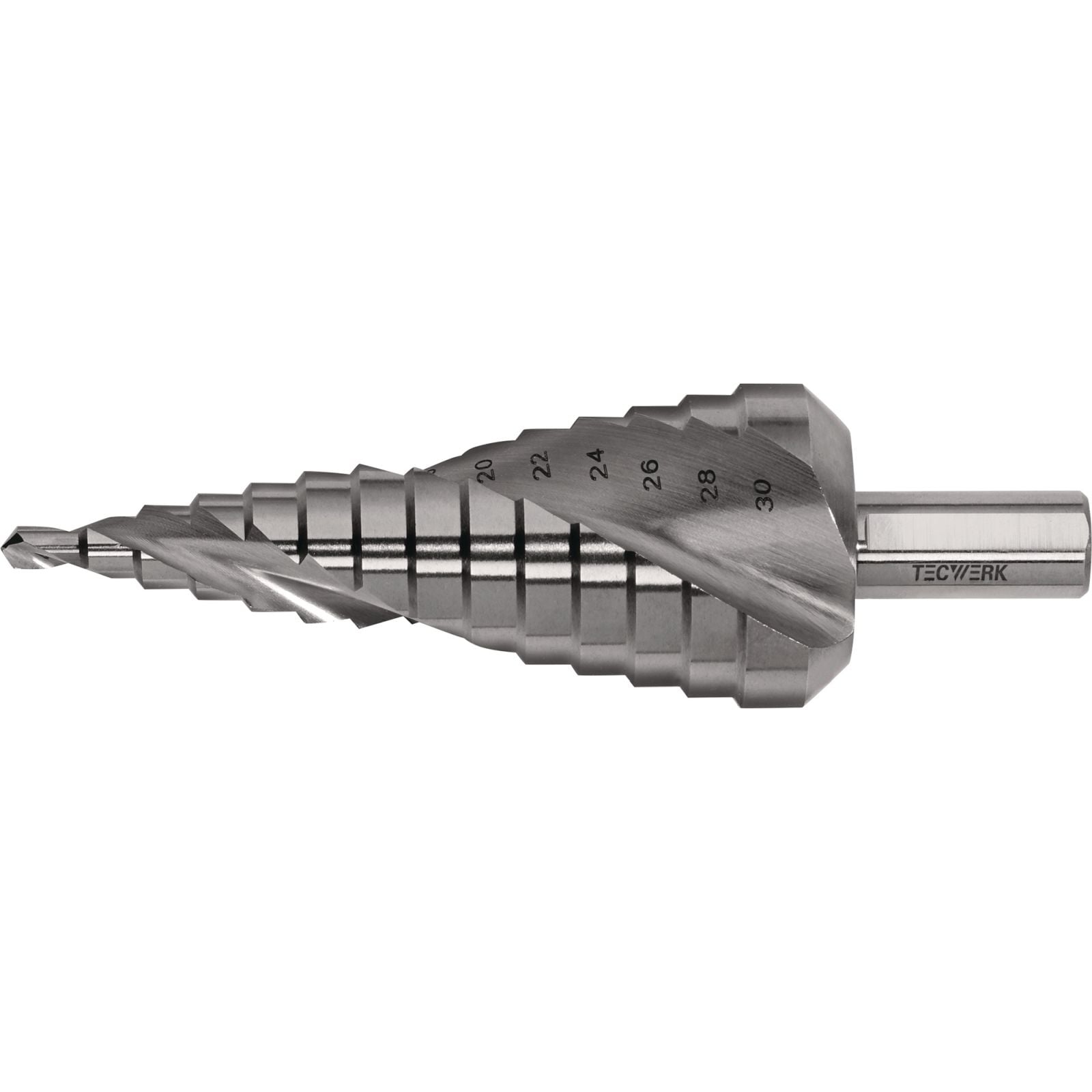 Stufenbohrer Bohrber.4-30mm HSS Spiralnut Z.2 Stufen 14 TECWERK