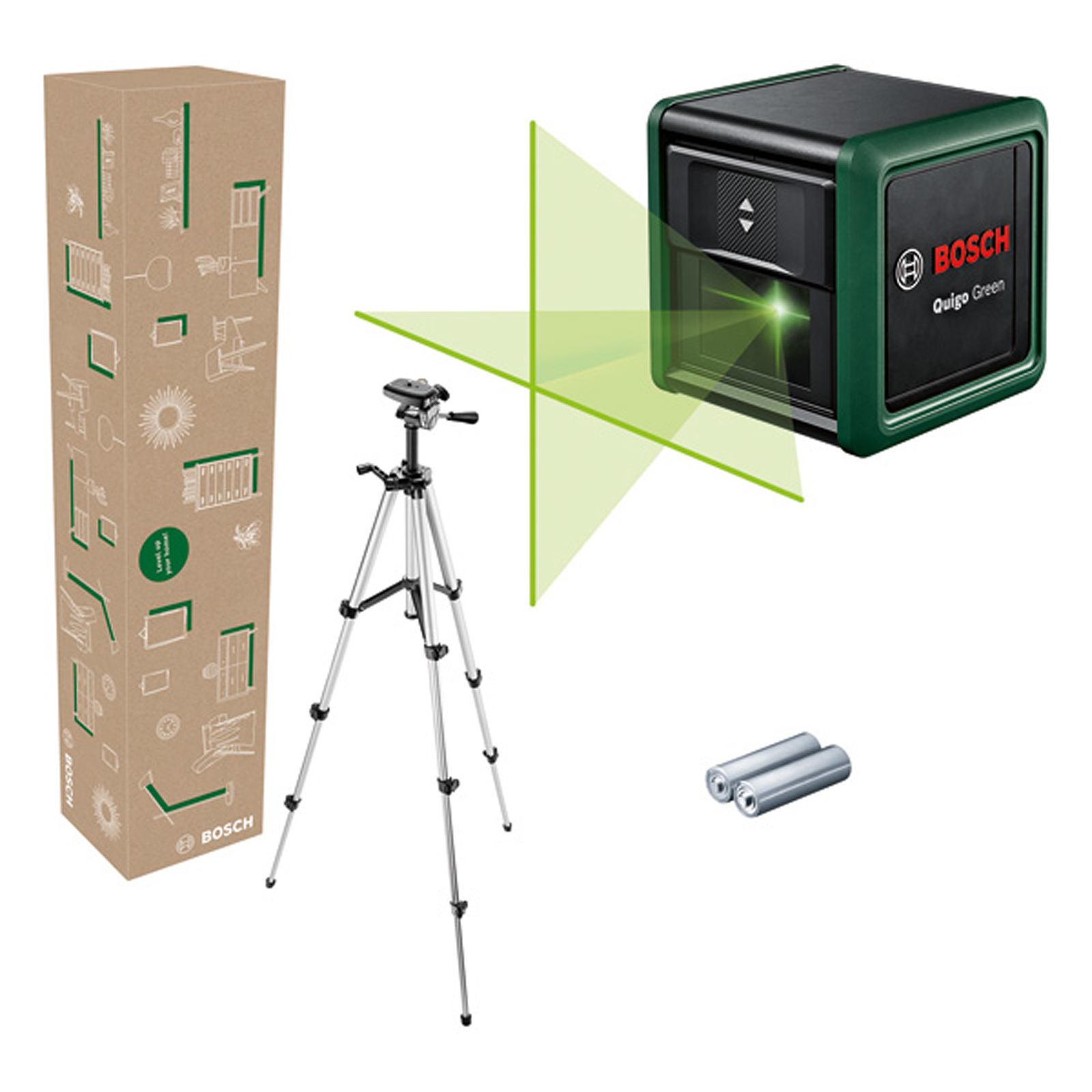 Bosch Kreuzlinien-Laser Quigo Green Set, eCommerce-Karton - 0603663CZ1