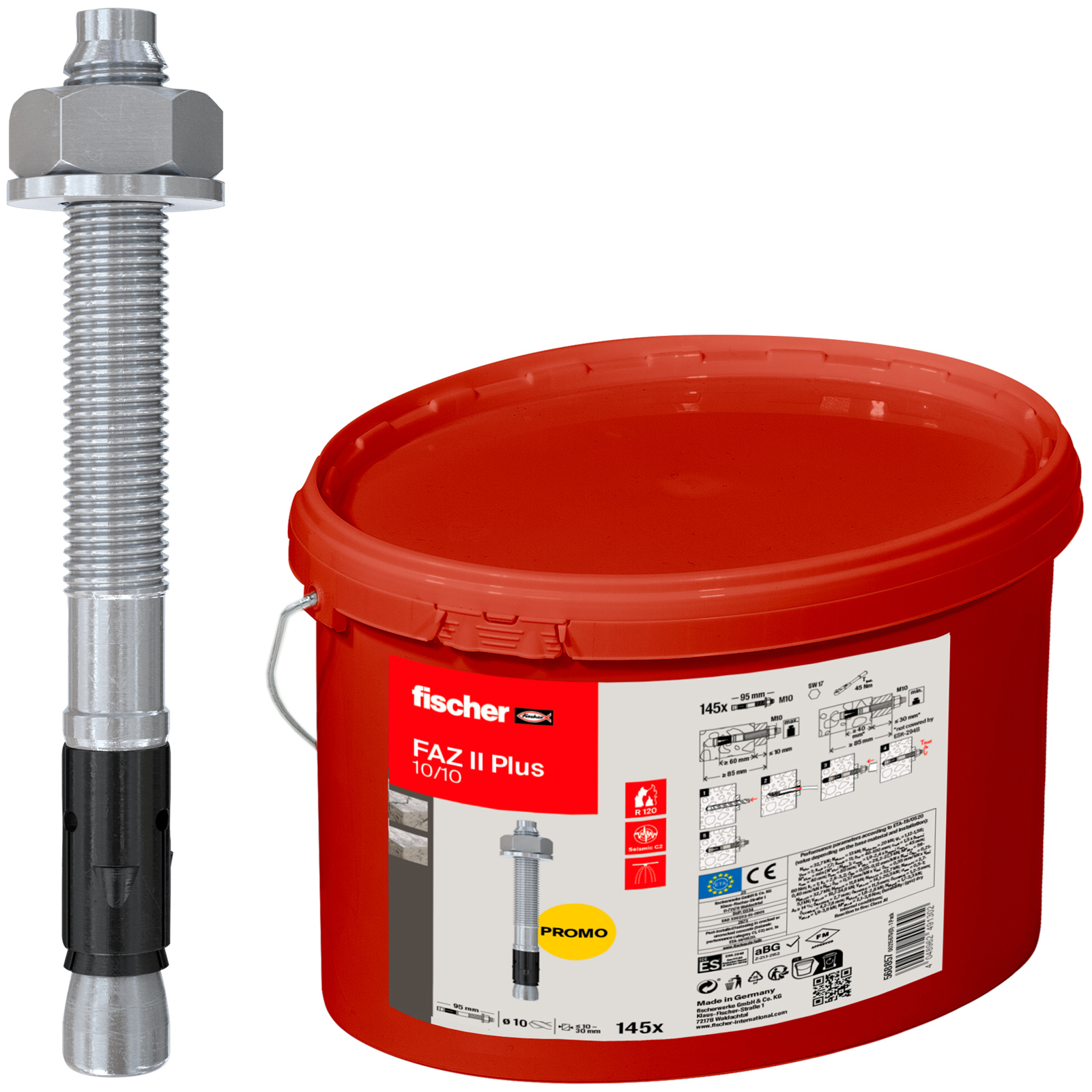Fischer Bolzenanker FAZ II Plus 10/10 im Eimer (145 St)- 568857
