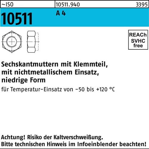 Sechskantmutter ISO 10511 Klemmteil M30 A 4 1 Stück