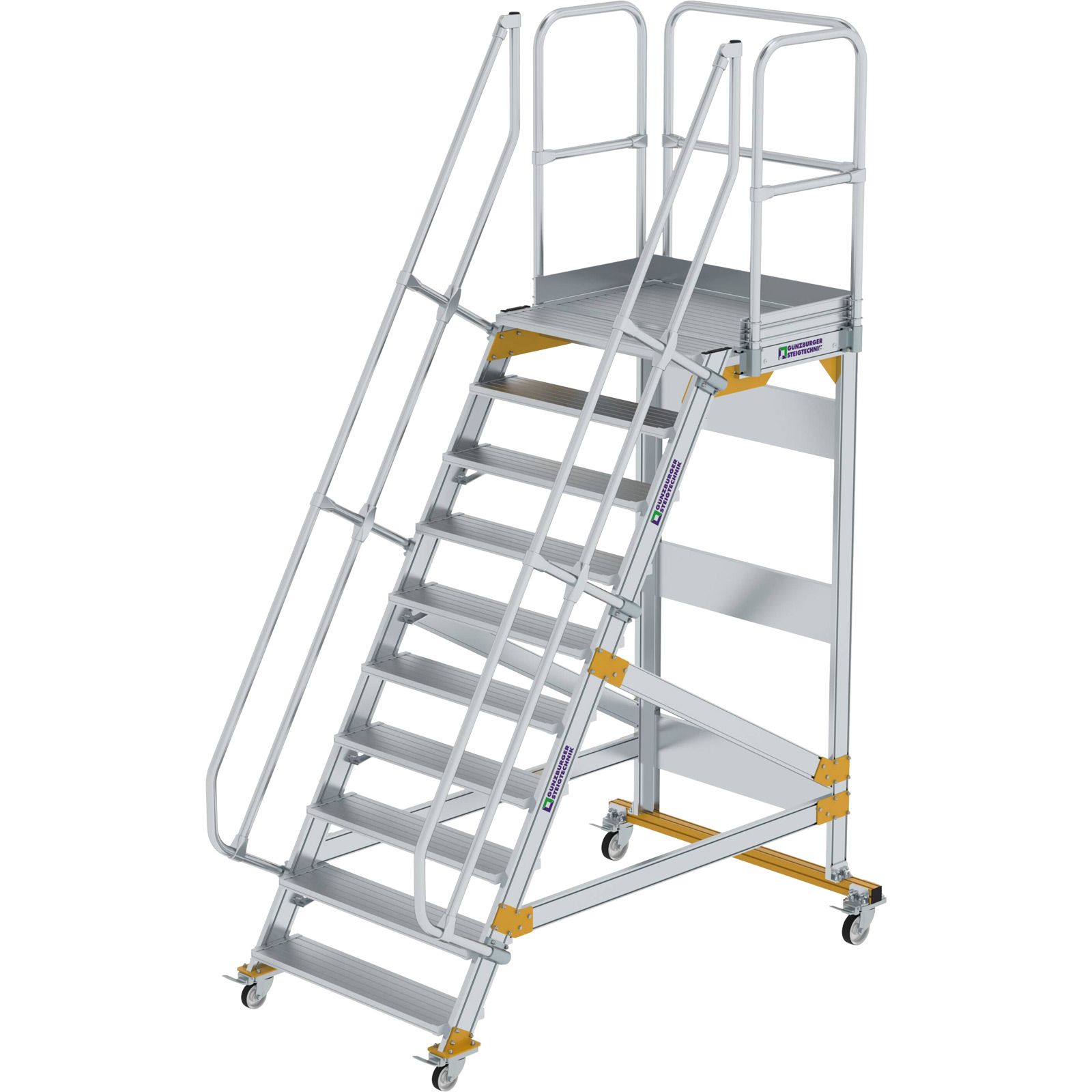 Günzburger Steigtechnik Plattformtreppe 60° fahrbar Stufenbreite 1 m 10 Stufen - 600750