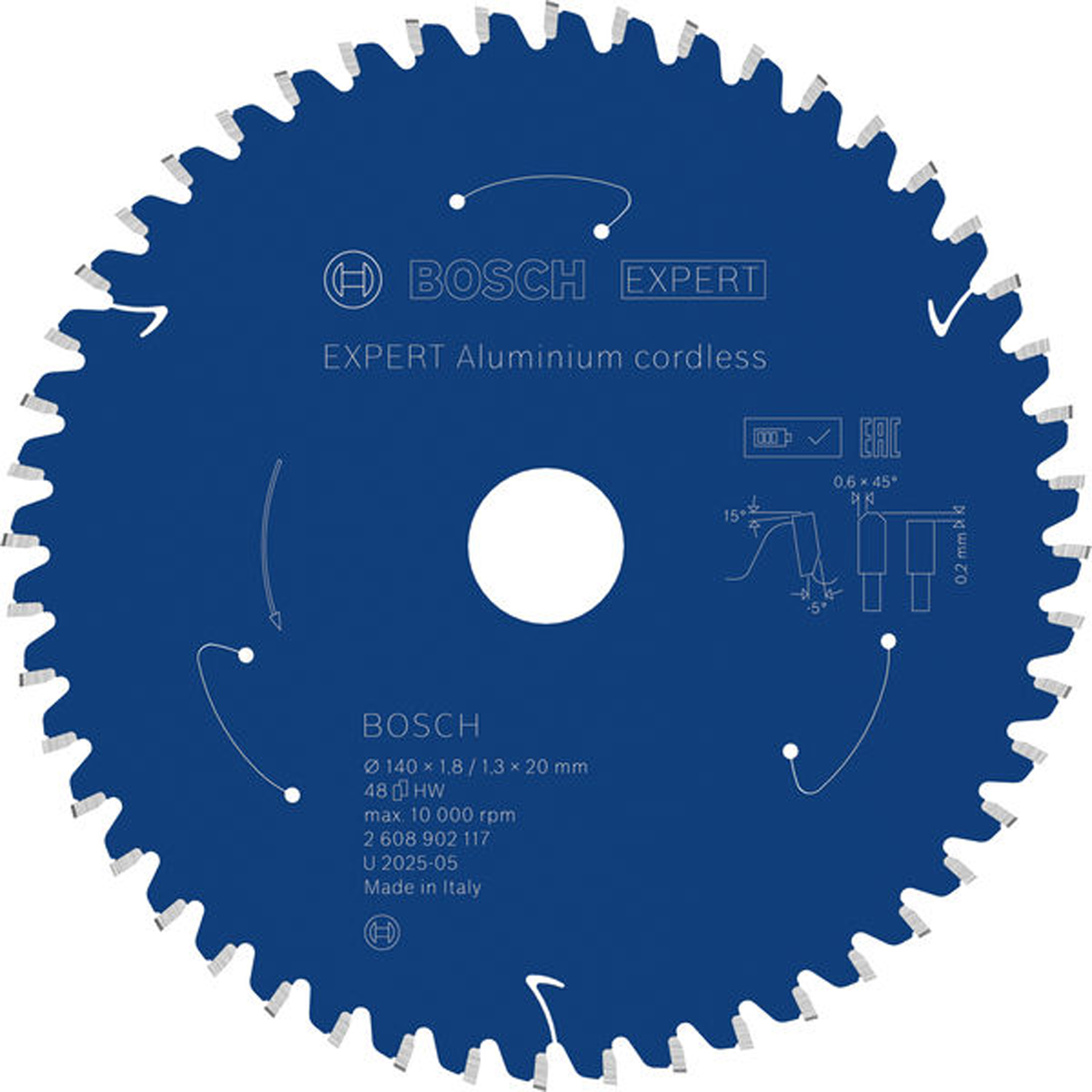 Bosch EXPERT Aluminium Kreissägeblatt 140x20 mm Z48 - 2608902117