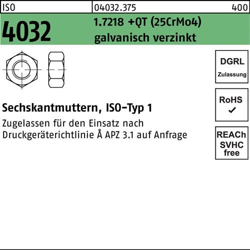 Sechskantmutter ISO 4032 M36 1.7218 +QT (25CrMo4) galv.verz. 10 Stück