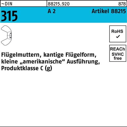 Flügelmutter R 88215 M6 A 2 100 Stück