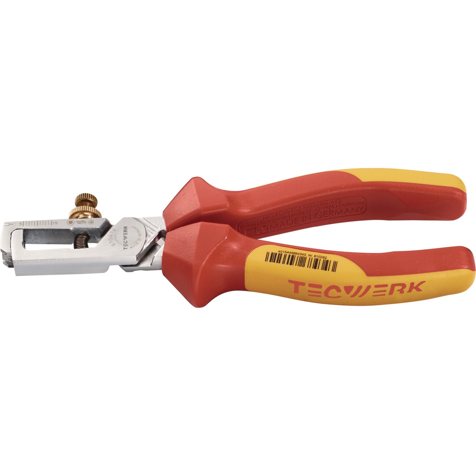 Abisolierzange L.160mm VDE verchr.Mehrkomp.-Hüllen m.Öffnungsf.TECWERK