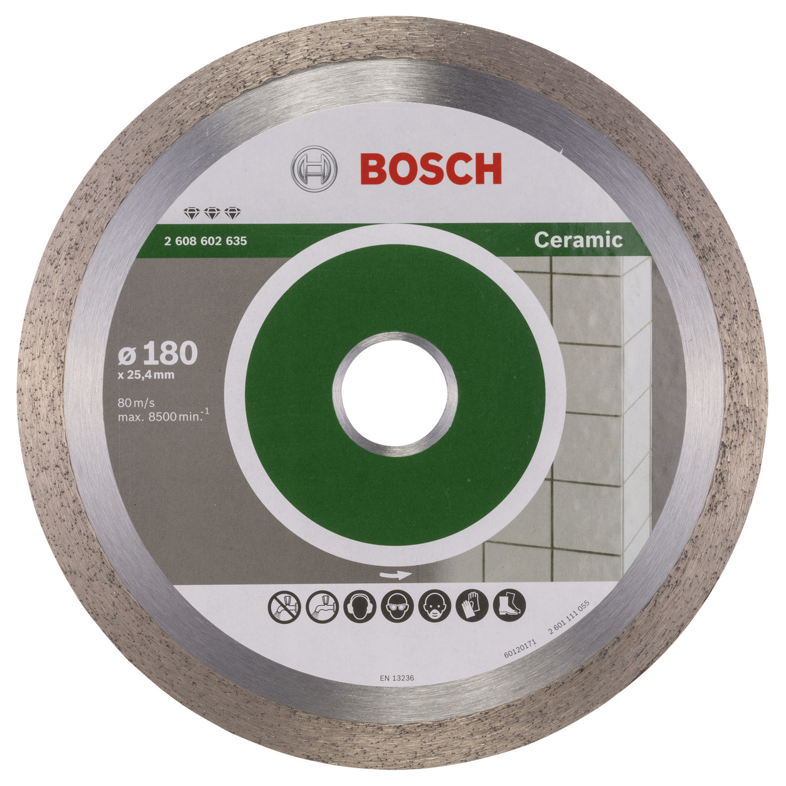 Bosch Diamanttrennscheibe Best for Ceramic, 180 x 25,40 x 2,2 x 10 mm -2608602635