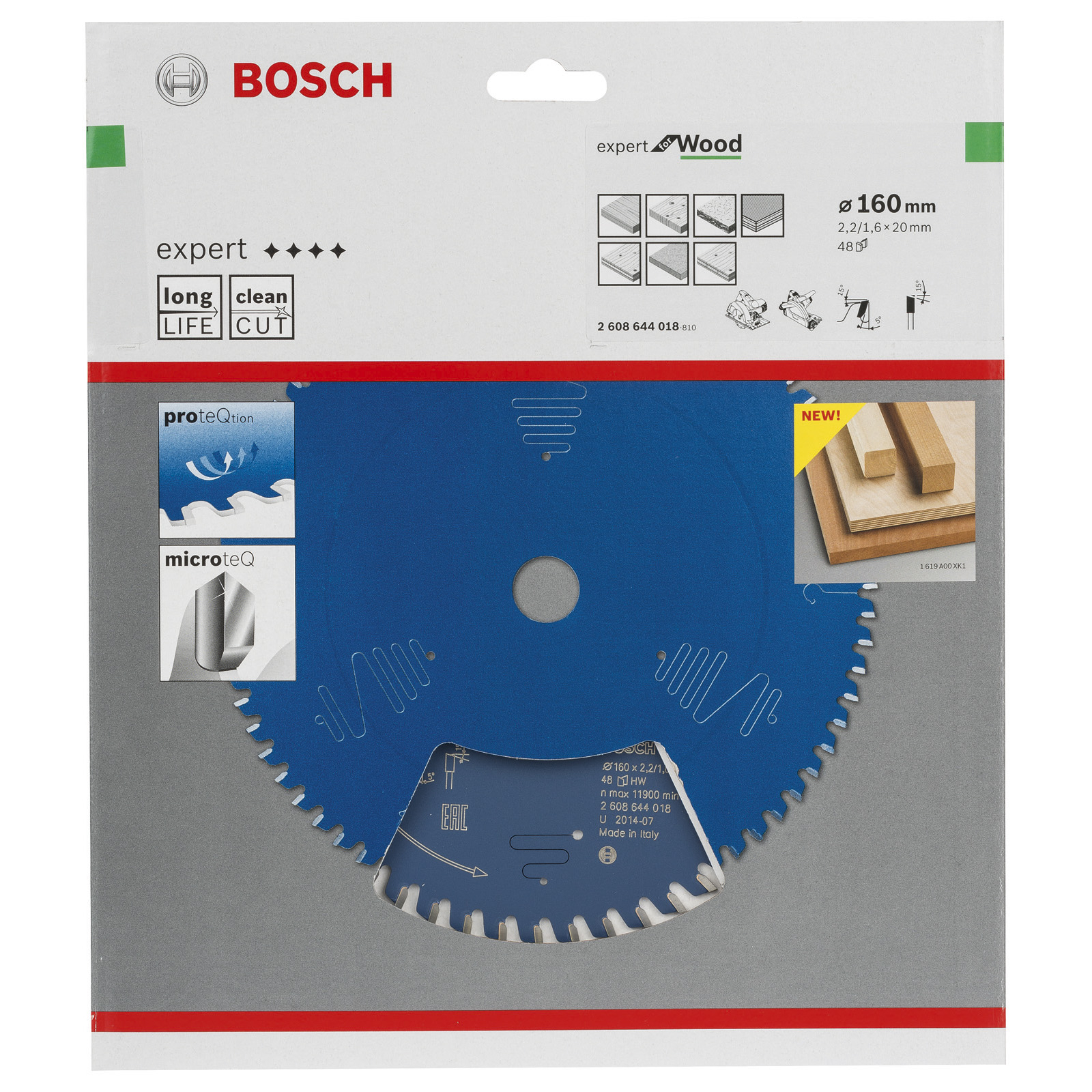 Bosch Kreissägeblatt Expert for Wood für Handkreissägen 160 x 20 x 2,2 mm 48 - 2608644018