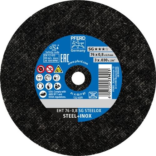 Trennscheibe SG STEELOX D.76mm Scheibenstärke 0,8mm ger.Korund A Bohr.6mm PFERD