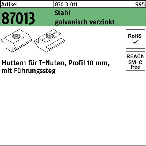 T-Nutenmutter R 87013 Führungssteg 10mm M6 Stahl galv.verz. 250Stück