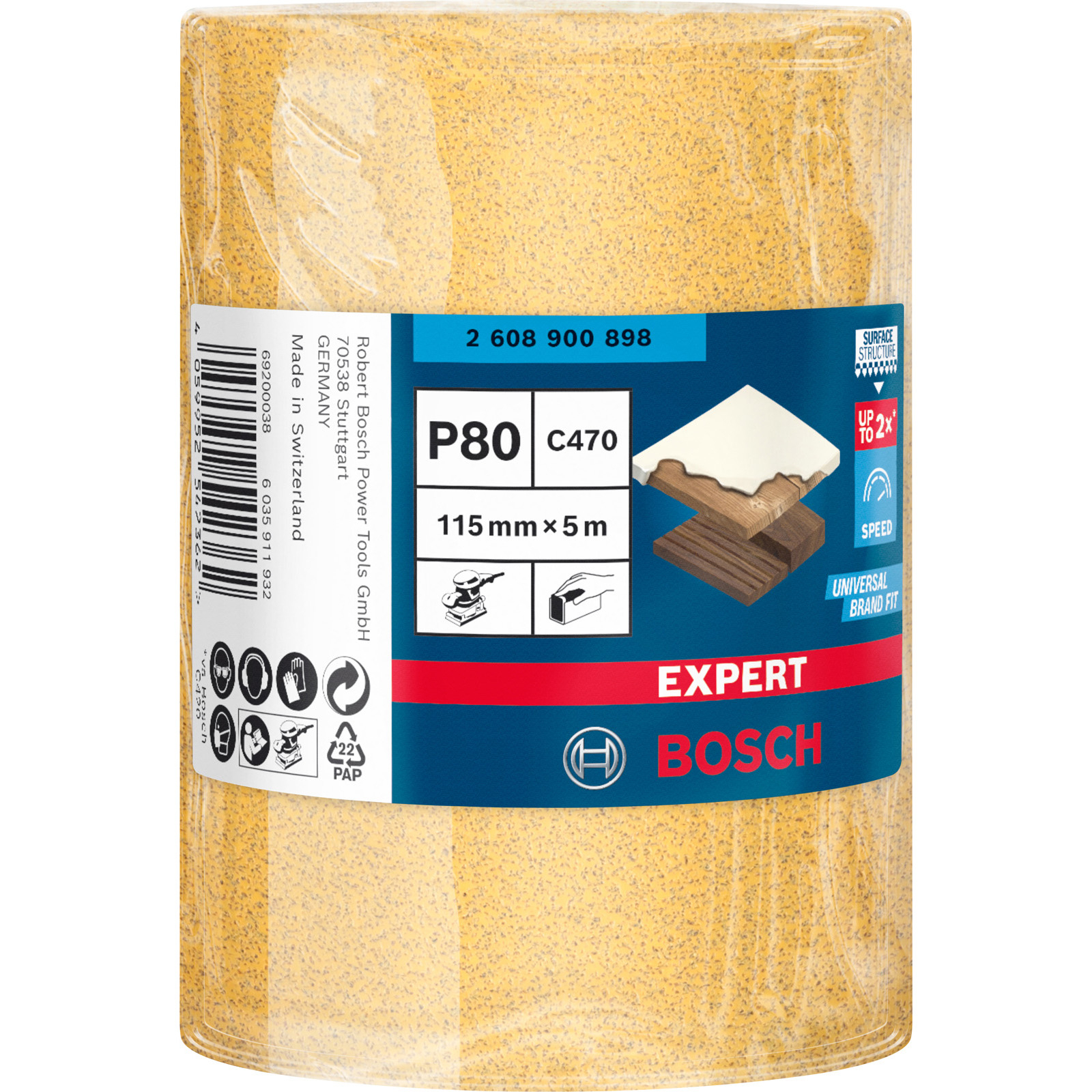 Bosch Expert C470 Schleifpapierrolle zum Handschleifen 115 mm x 5 m G 80 - 2608900898