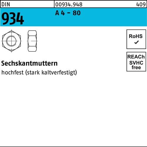 Sechskantmutter DIN 934 M16 A 4 - 80 50 Stück