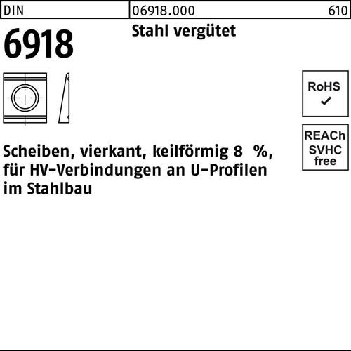 Unterlegscheibe DIN 6918 ÜH vierkant keilförmig 31 Stahl C45 1 Stück