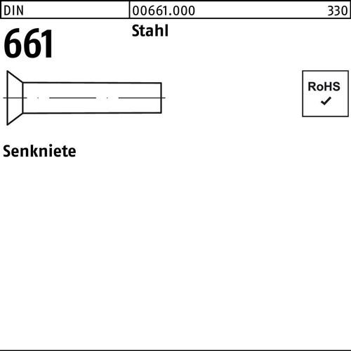 Senkniete DIN 661 4x 8 Stahl 1000 Stück