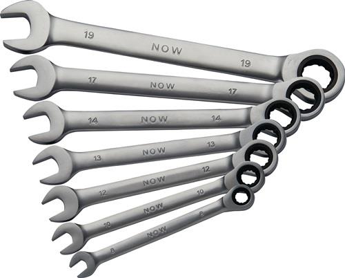 NOW Knarrenringmaulschlüsselsatz 7-teilig Schlüsselweiten 8-19 mm - JX-700G / 4000802070