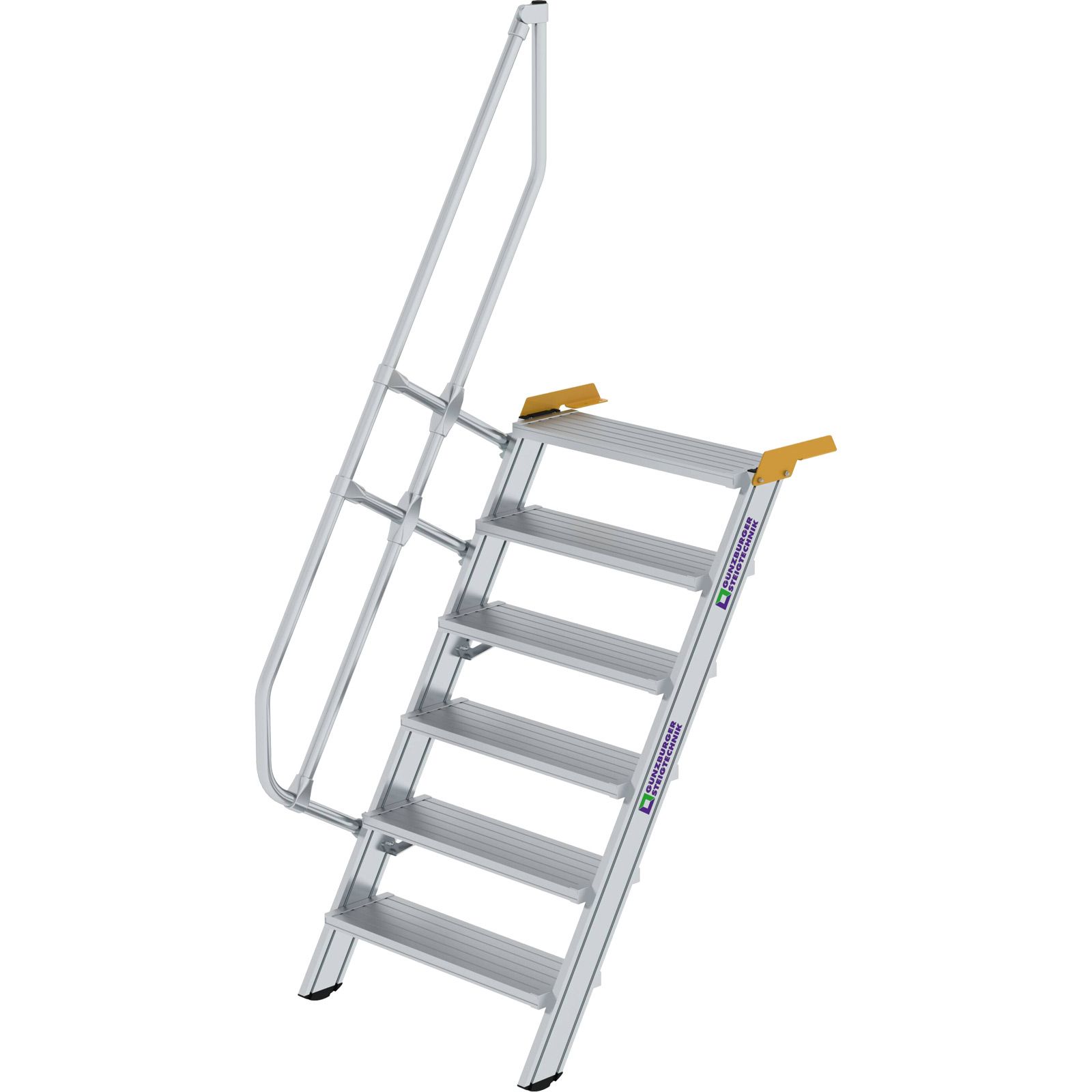 Günzburger Steigtechnik Treppe 60° Stufenbreite 800 mm 6 Stufen Aluminium geriffelt - 600226