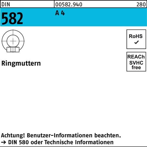 Ringmutter DIN 582 M 12 A 4 Ohne Oberflächenangabe 10 Stück