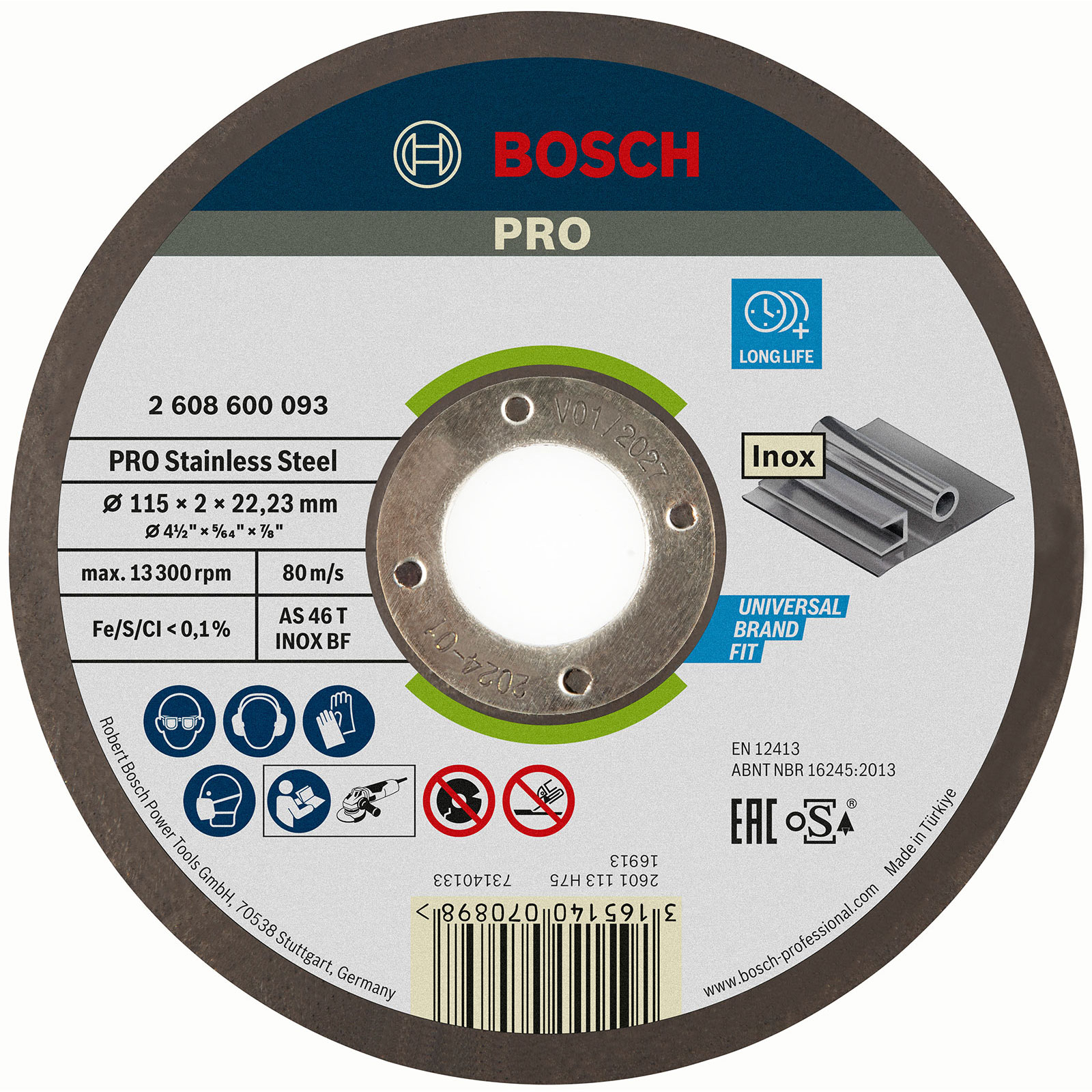 Bosch PRO Stainless Steel Trennscheibe 115 x 2 x 22,23 mm - 2608600093