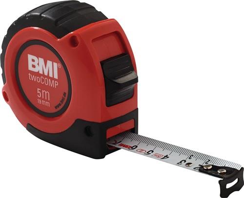 BMI Taschenbandmaß twoCOMP PT14 - 3m, mm/mm, rot/schwarz, mit Clip - 472341021