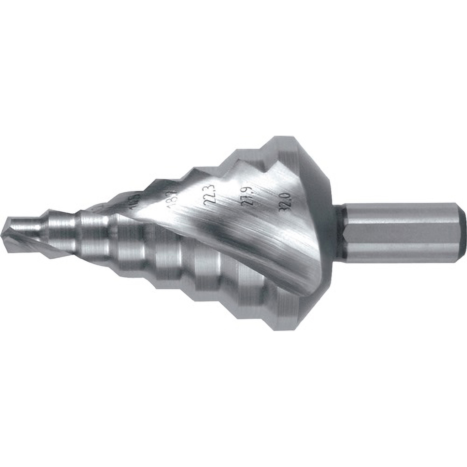 RUKO Stufenbohrer HSS spiralgenutet mit Kreuzanschliff 8 Stufen Ø 6 - 32 mm - 101057