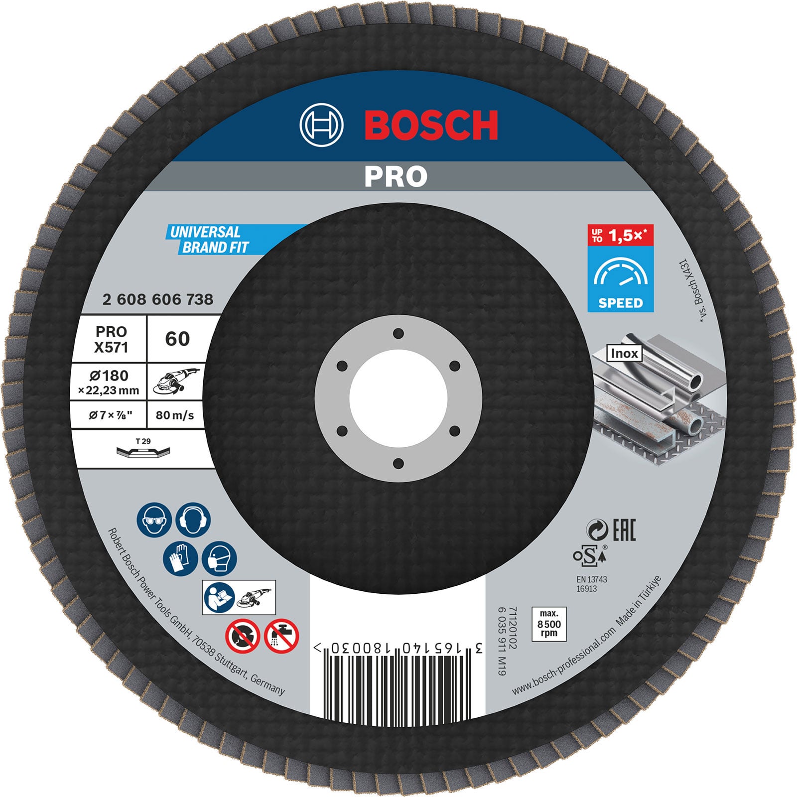 Bosch PRO X571 Fächerschleifscheibe 180 mm G60 - 2608606738