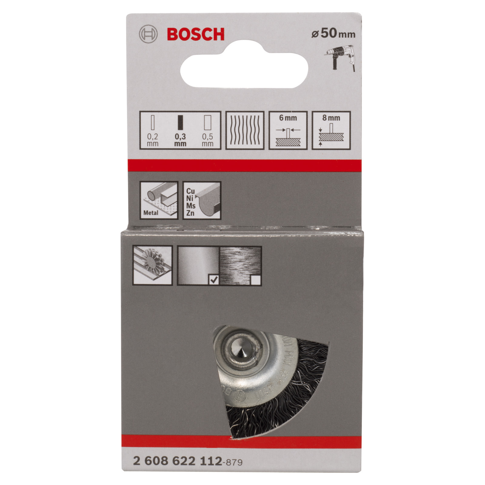 Bosch Scheibenbürste gewellter Stahldraht 0,3 x 50 x 8 mm - 2608622112