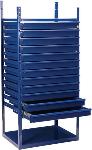 Schubladenelement LOGS 90 H1160xB540xT390mm 12 Schubl.blau RAL 5022 LOGS - LOGS 90 RAL 5022