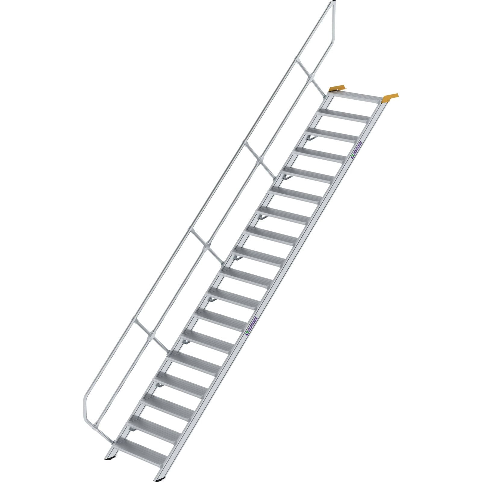 Günzburger Steigtechnik Treppe 45° Stufenbreite 800 mm 18 Stufen Aluminium geriffelt - 600278